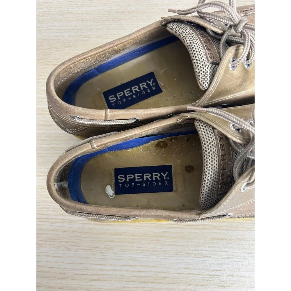 Sperry Boat Shoes Mens 11M Tan Billfish 3-Eye Leather Nautical Preppy Loafer